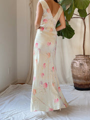 1930s 2-Piece Satin Floral Set - M