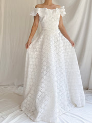 1930s Cutout Ruffle Cotton Dress - XS