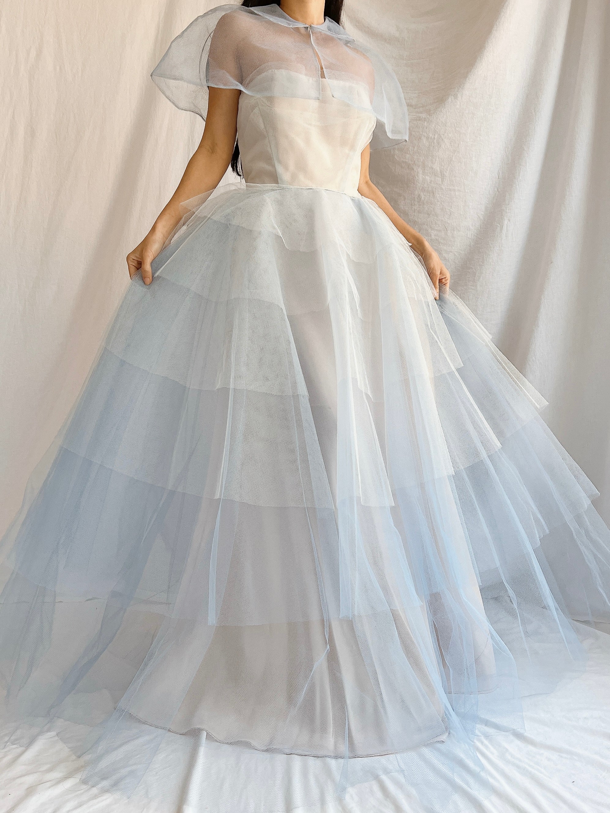 1950s Blue Layered Tulle Dress - XS