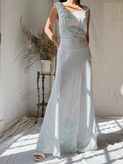 1930s Rayon Pale Blue Slip Dress - XS/S