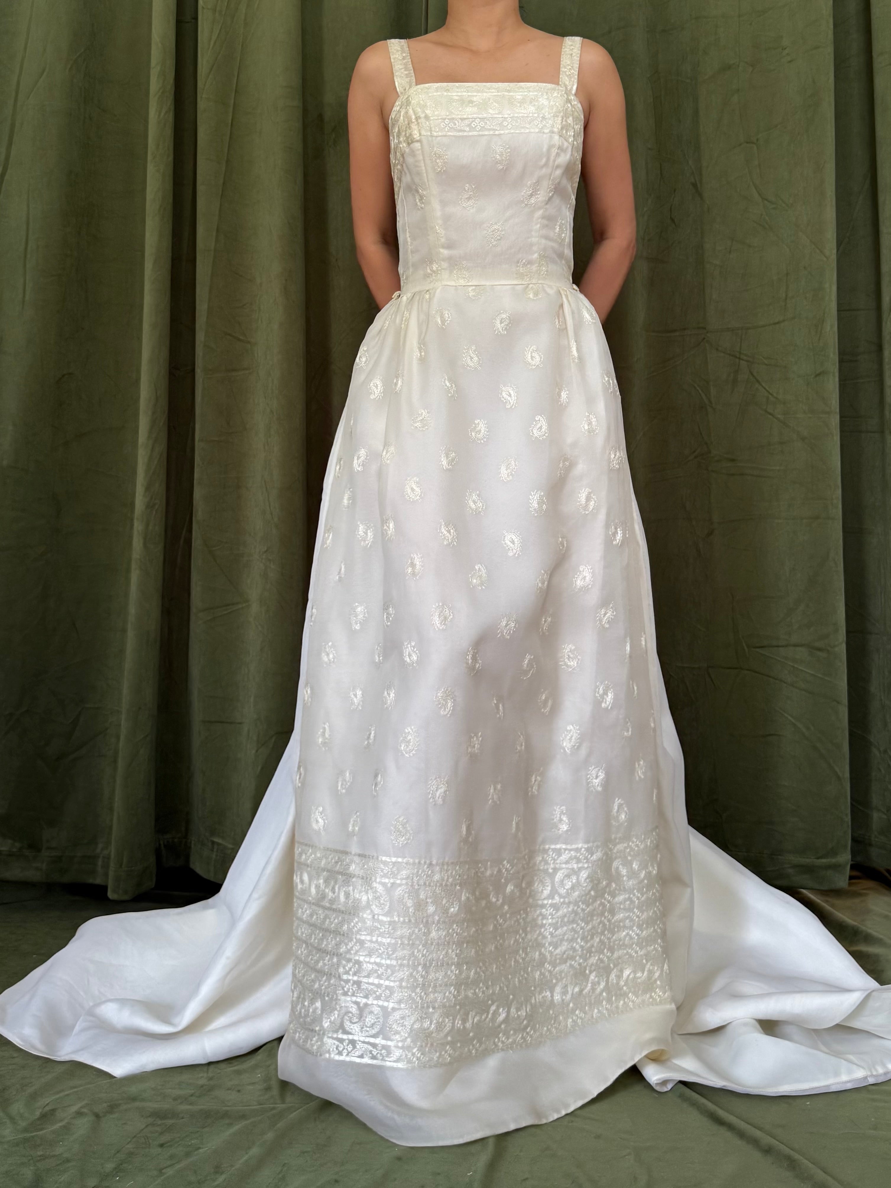 1950s Silk Organza Embroidered 2-Piece Set - XS
