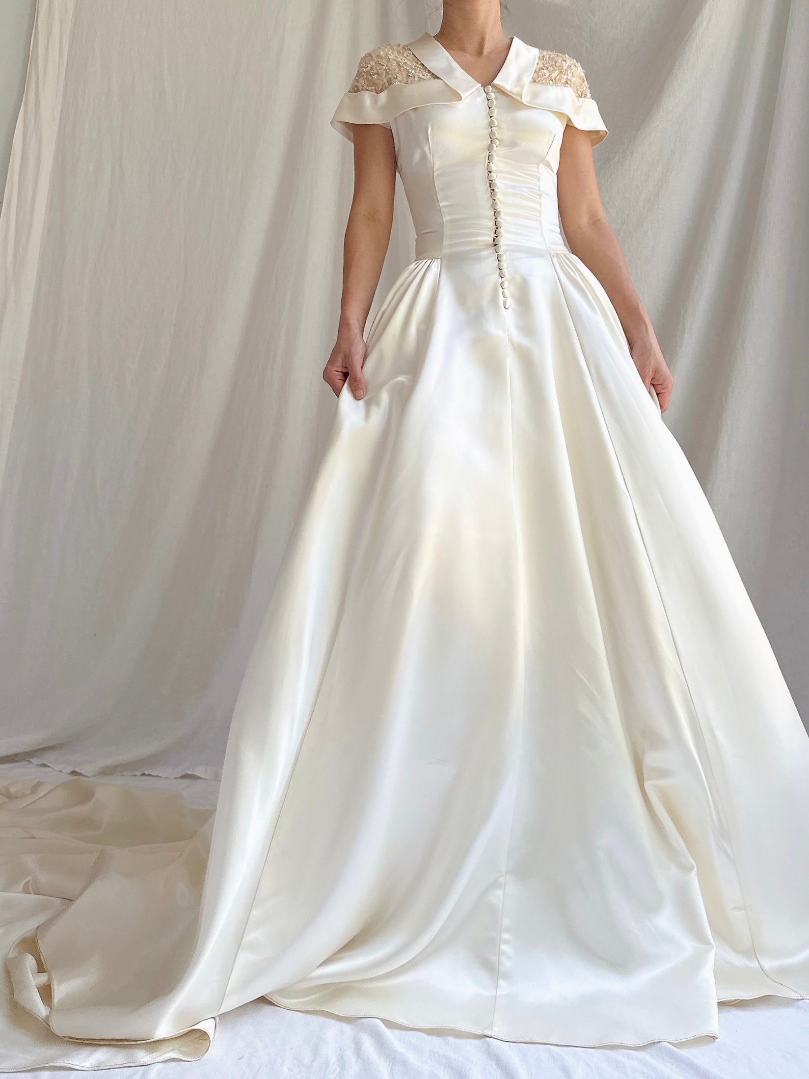 1950s Satin Button Gown - S