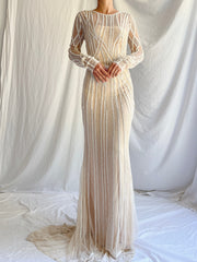 00 Tulle Beaded Gown - S