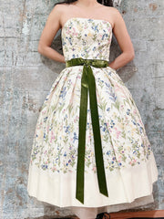 1950s Hand-Embroidered Floral Dress - XS