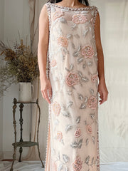 1960s Hand Beaded Tulle Dress - S/M