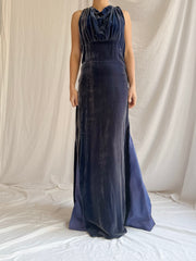 1930s Silk Velvet Gown - S