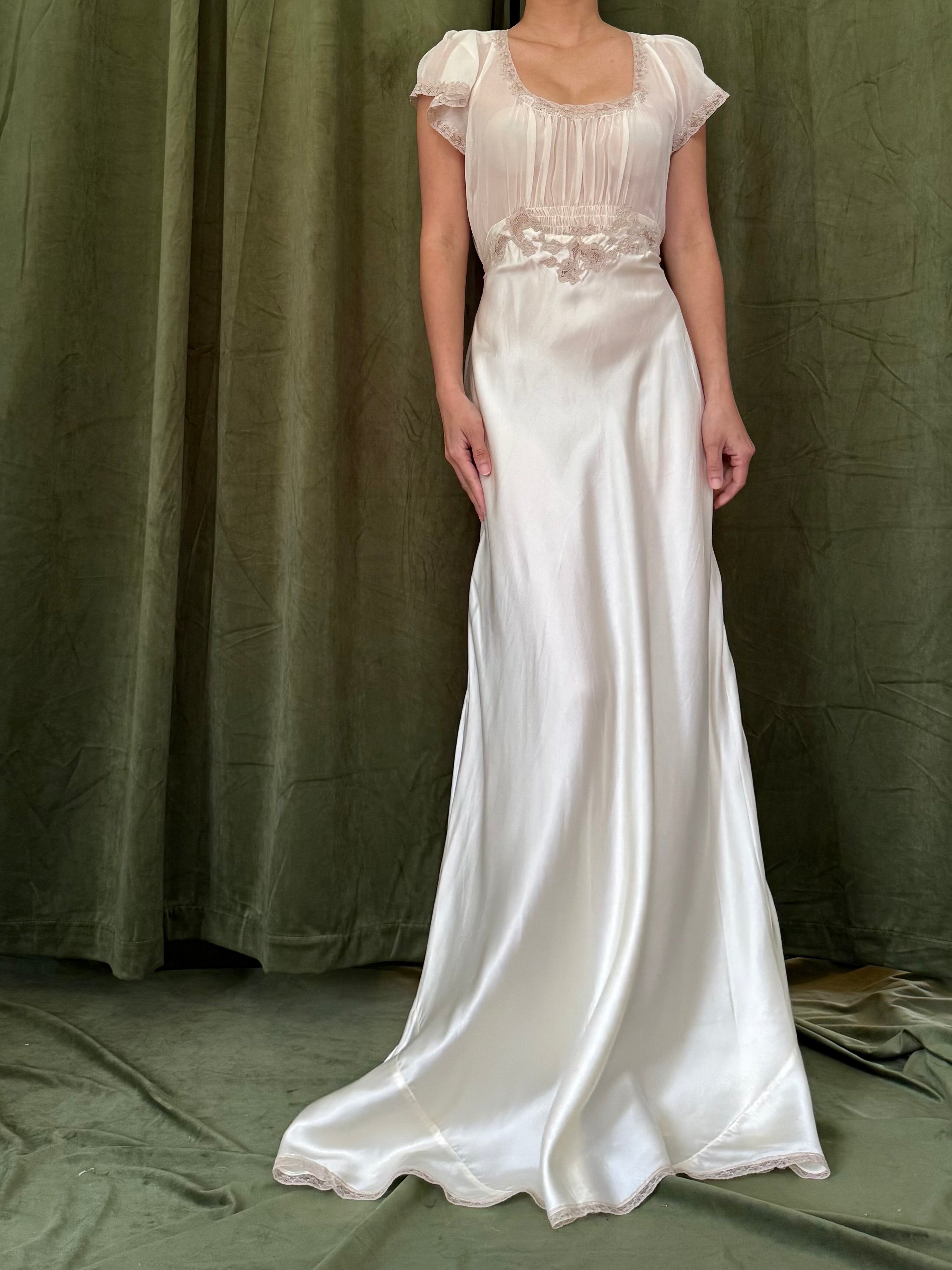 1930s Silk Chiffon/Charmeuse Gown - S