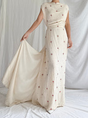 1930s Rayon Crystal Gown - S