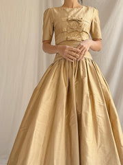 1960s Gold Dropped Waist Dress - XXS
