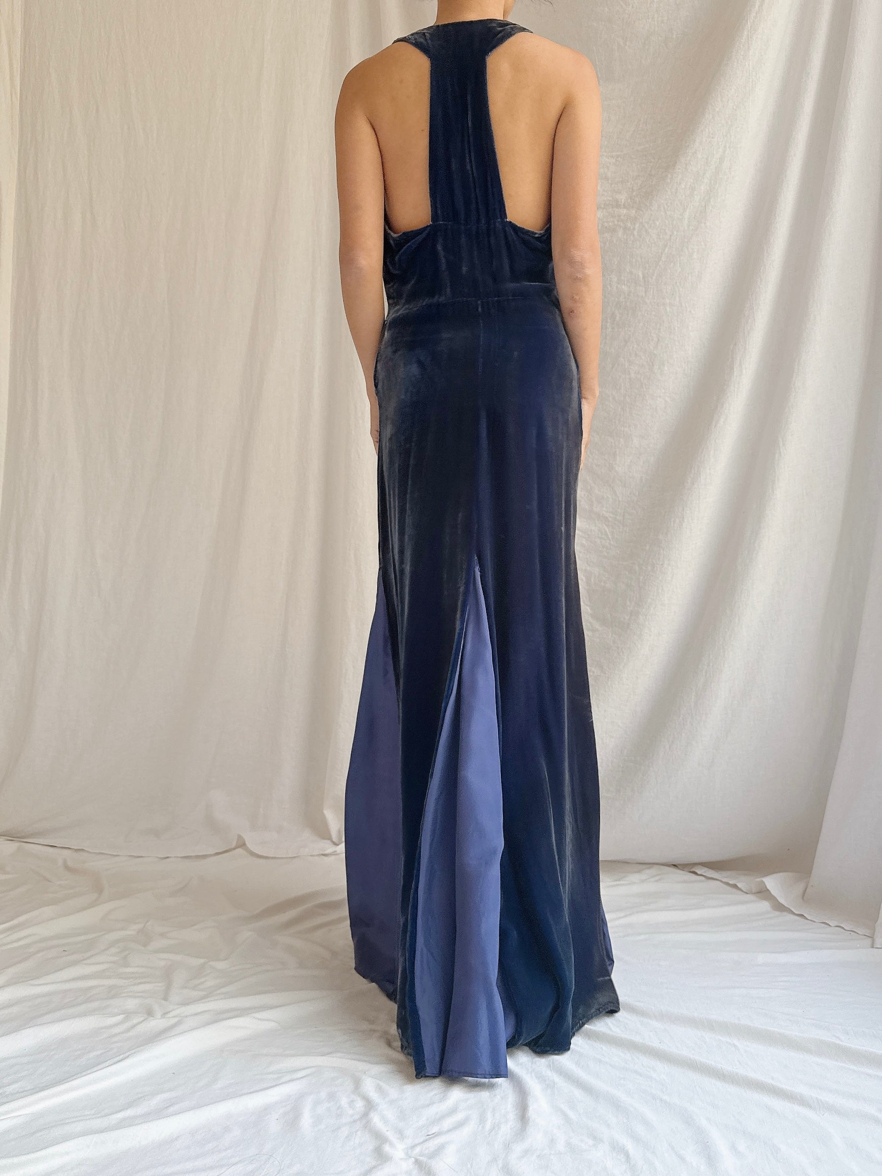 1930s Silk Velvet Gown - S