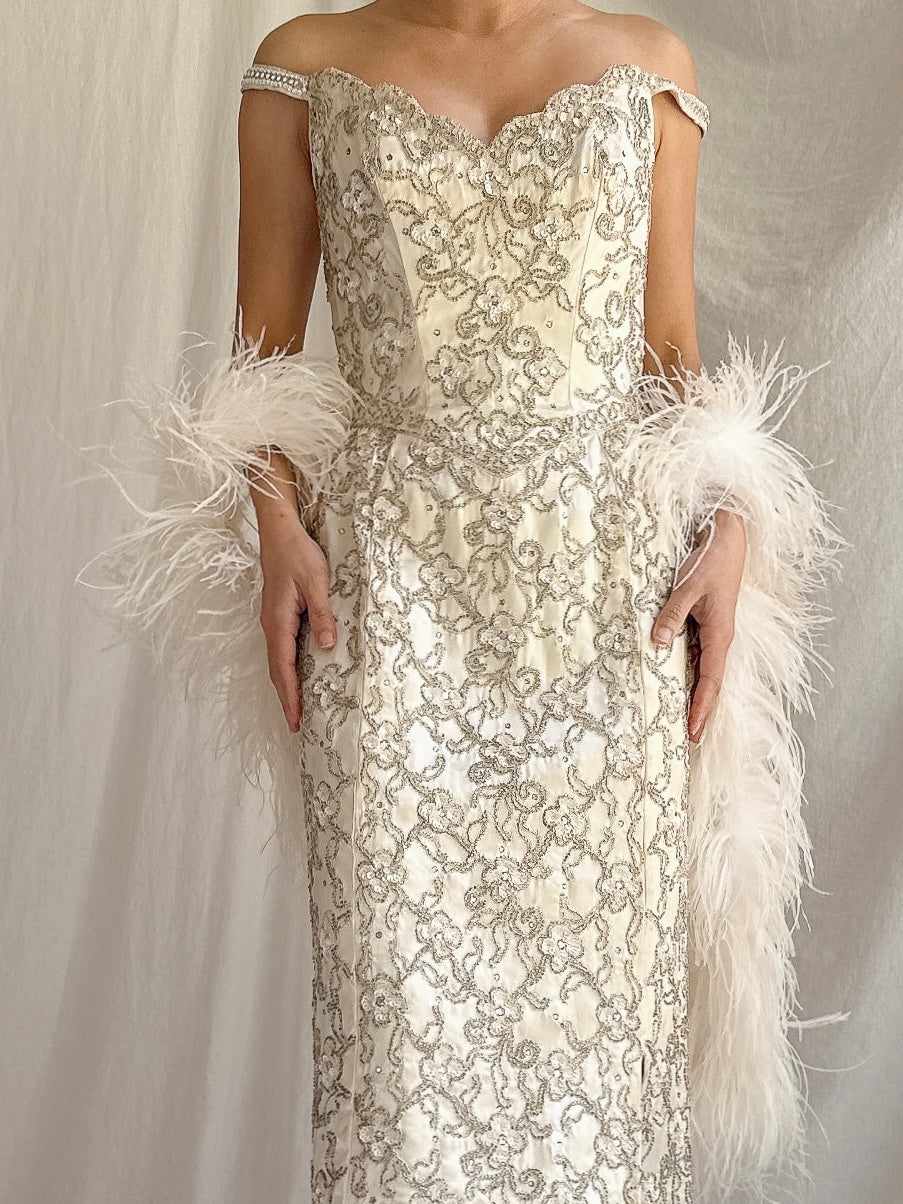 1960s Hand Beaded Gown - XS