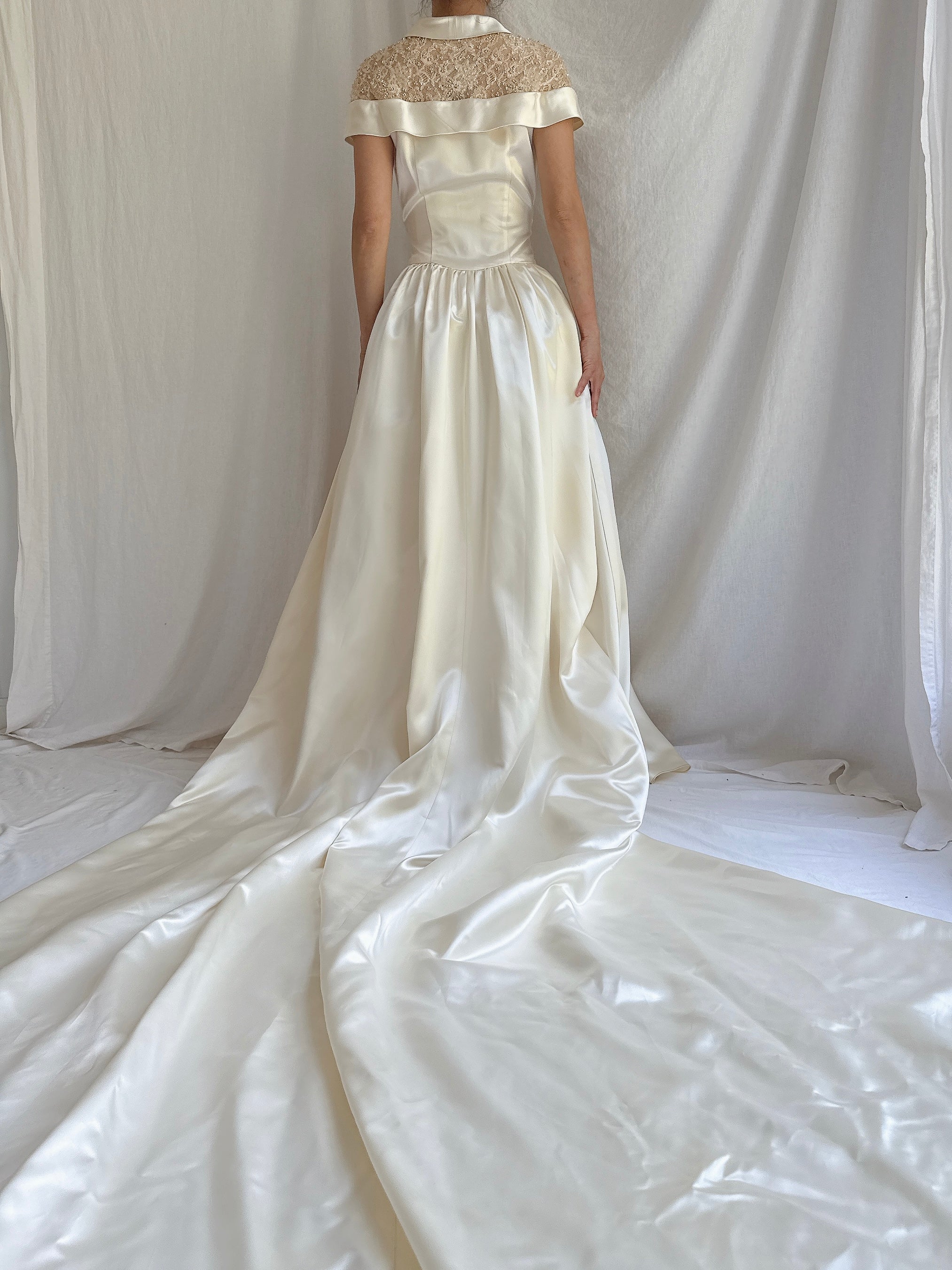 1950s Satin Button Gown - S