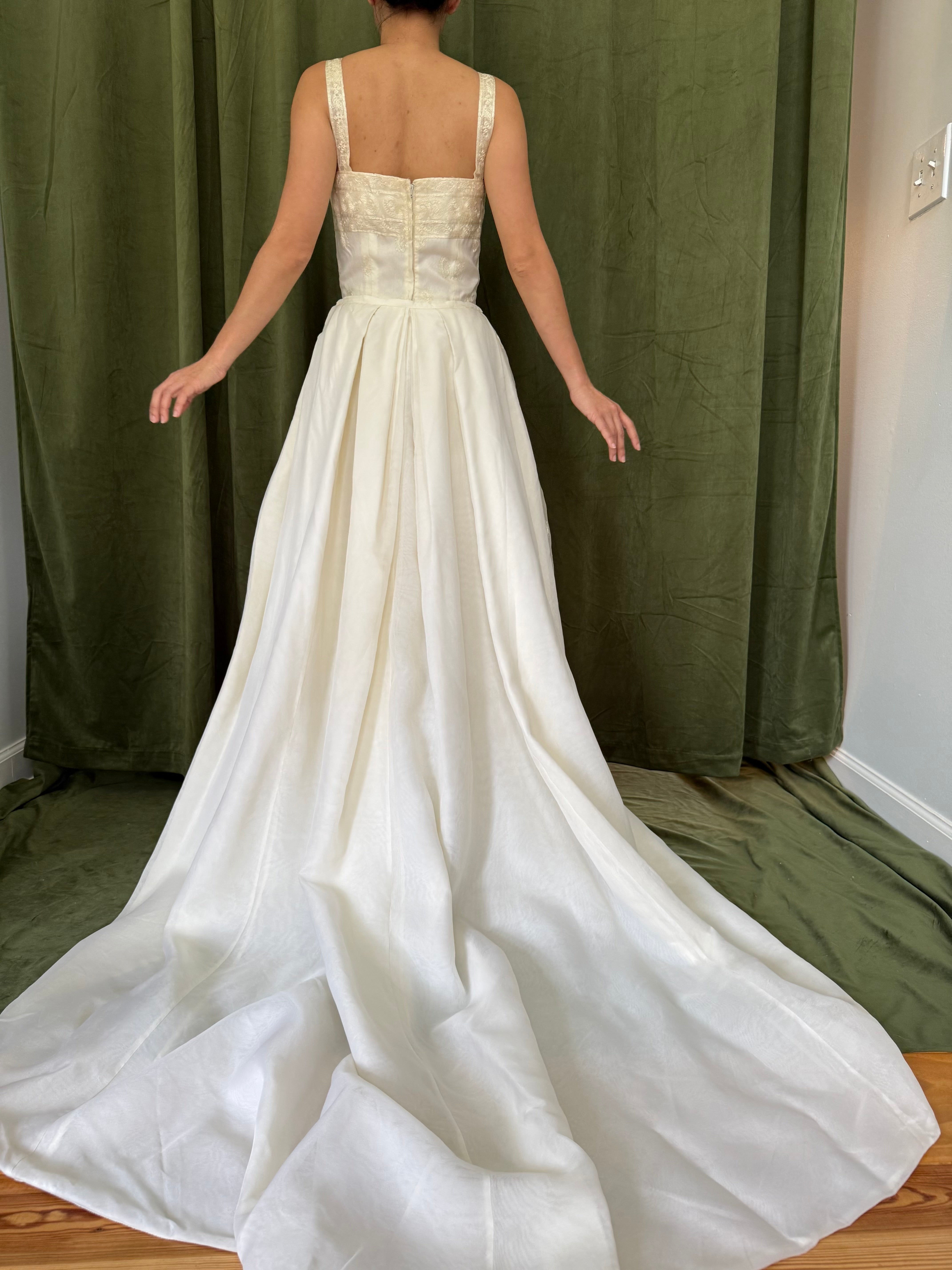 1950s Silk Organza Embroidered 2-Piece Set - XS