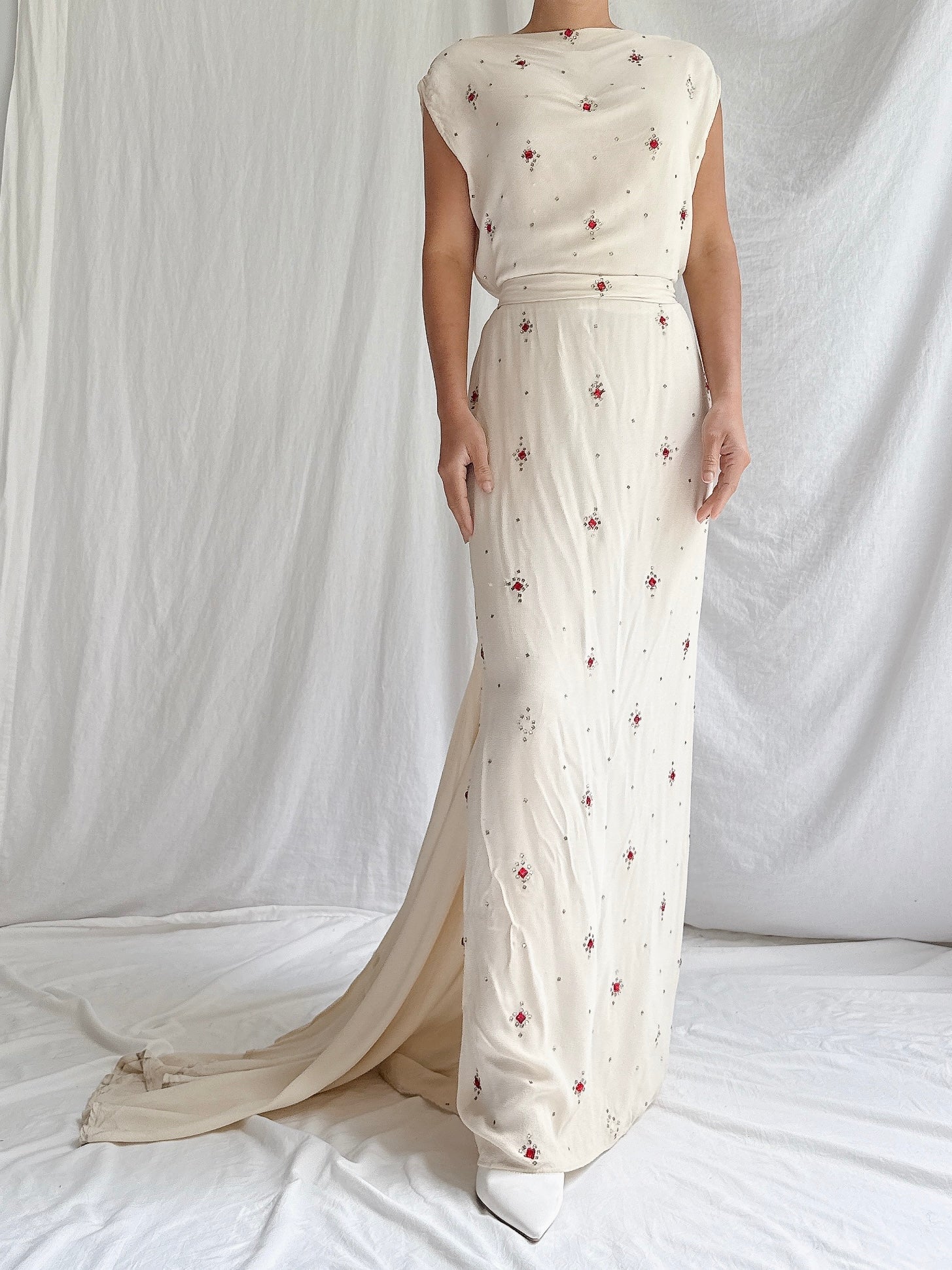 1930s Rayon Crystal Gown - S
