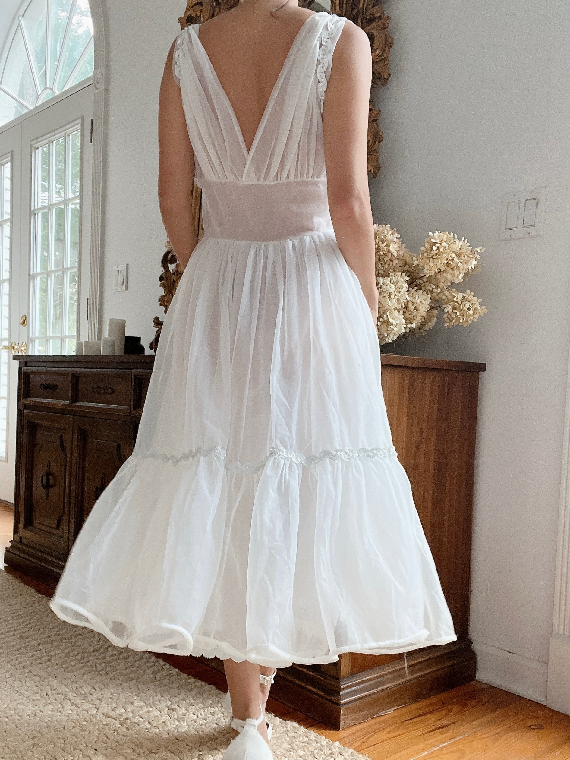 1950s Nylon Midi Slip Dress - XS