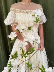 1950s Net Organza Puff Sleeve Gown - XS