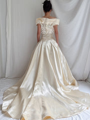 1950s Slipper Satin Wide Collar Gown -  XS