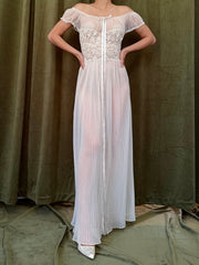 1950s Crystal Pleated Slip Dress - S