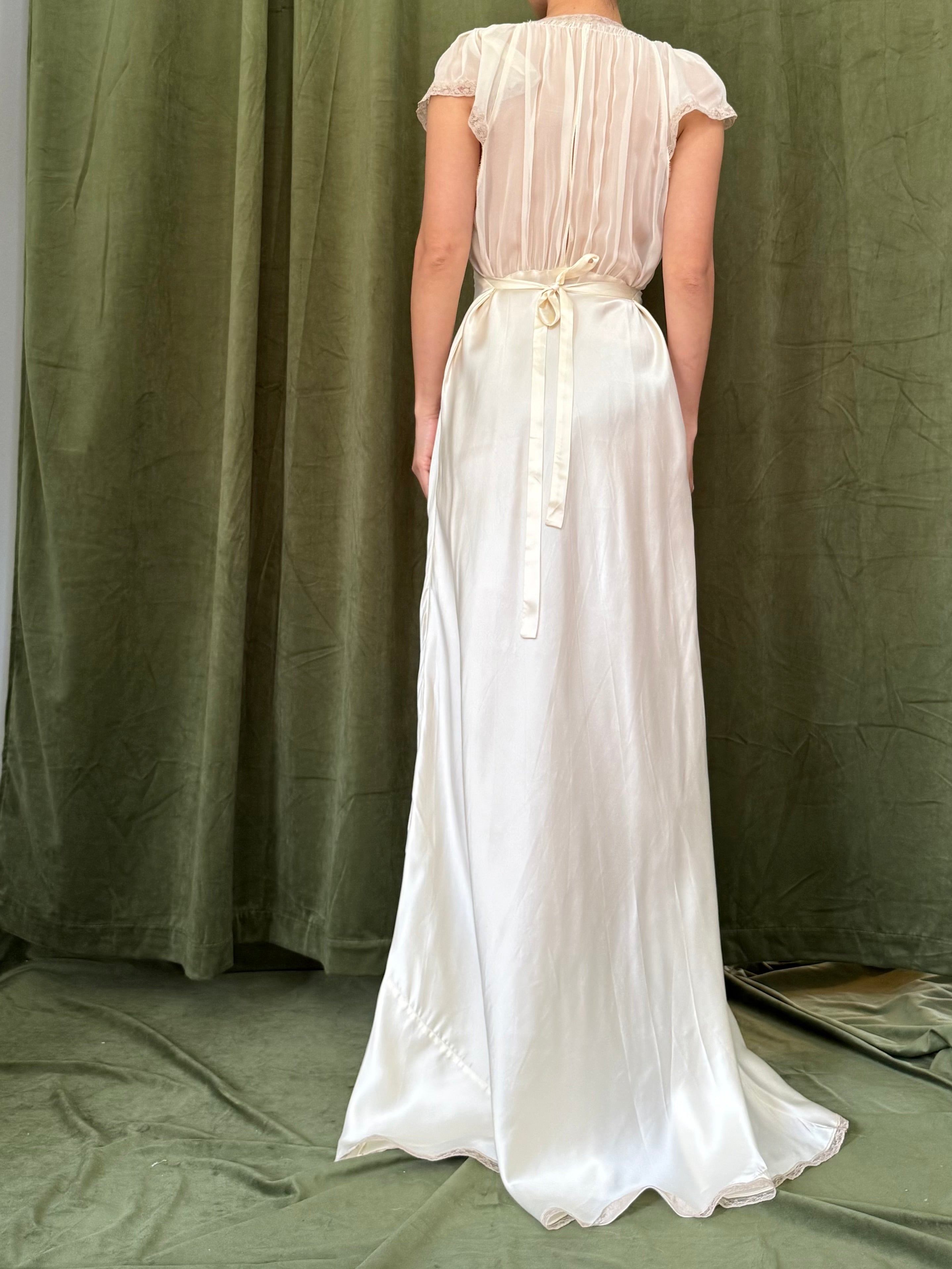 1930s Silk Chiffon/Charmeuse Gown - S