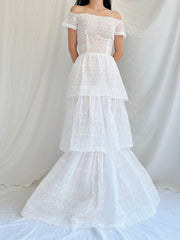 1940s Organdy Embroidered Gown - XS