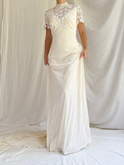 1960s High Neck Jersey Gown - S