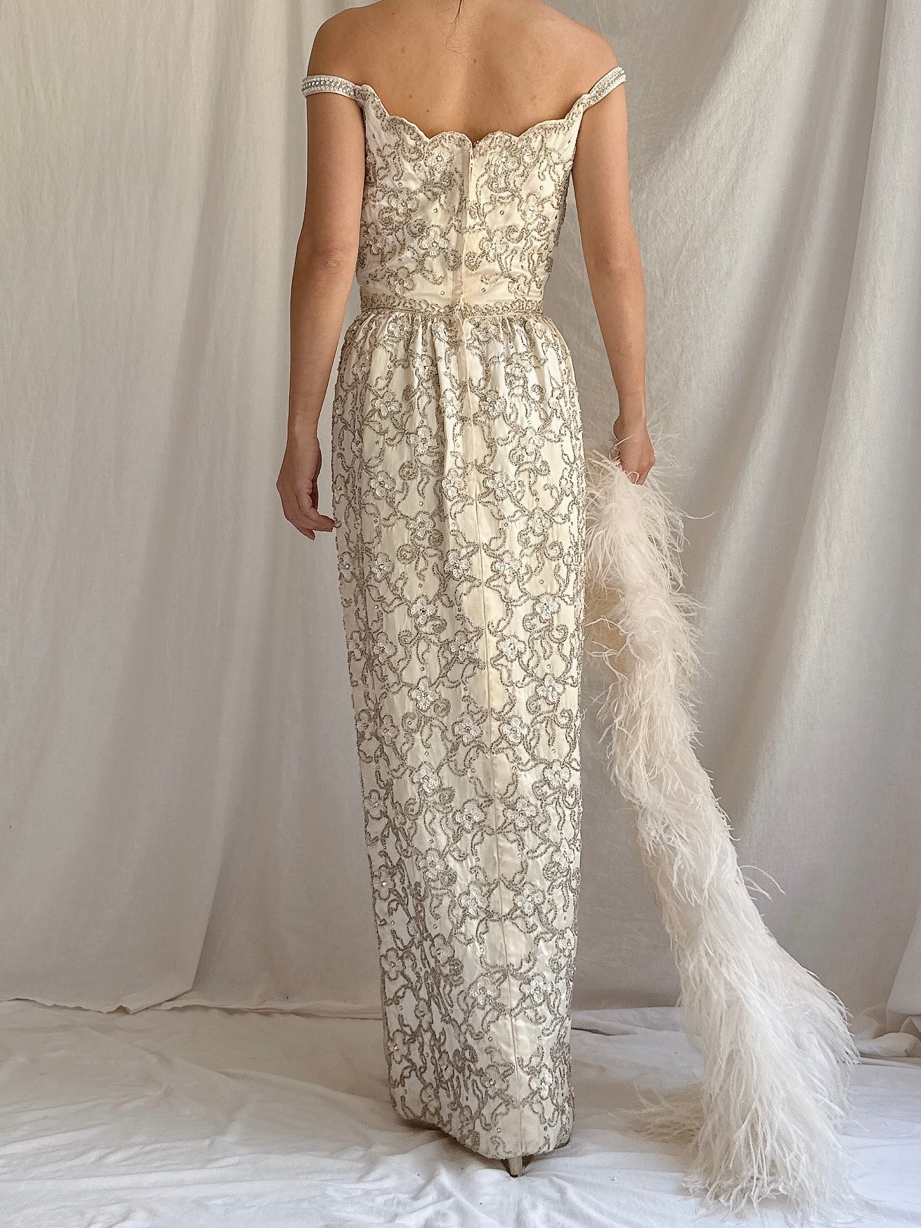 1960s Hand Beaded Gown - XS