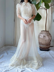 1930s Silk Organza  Sheer Dress - XS