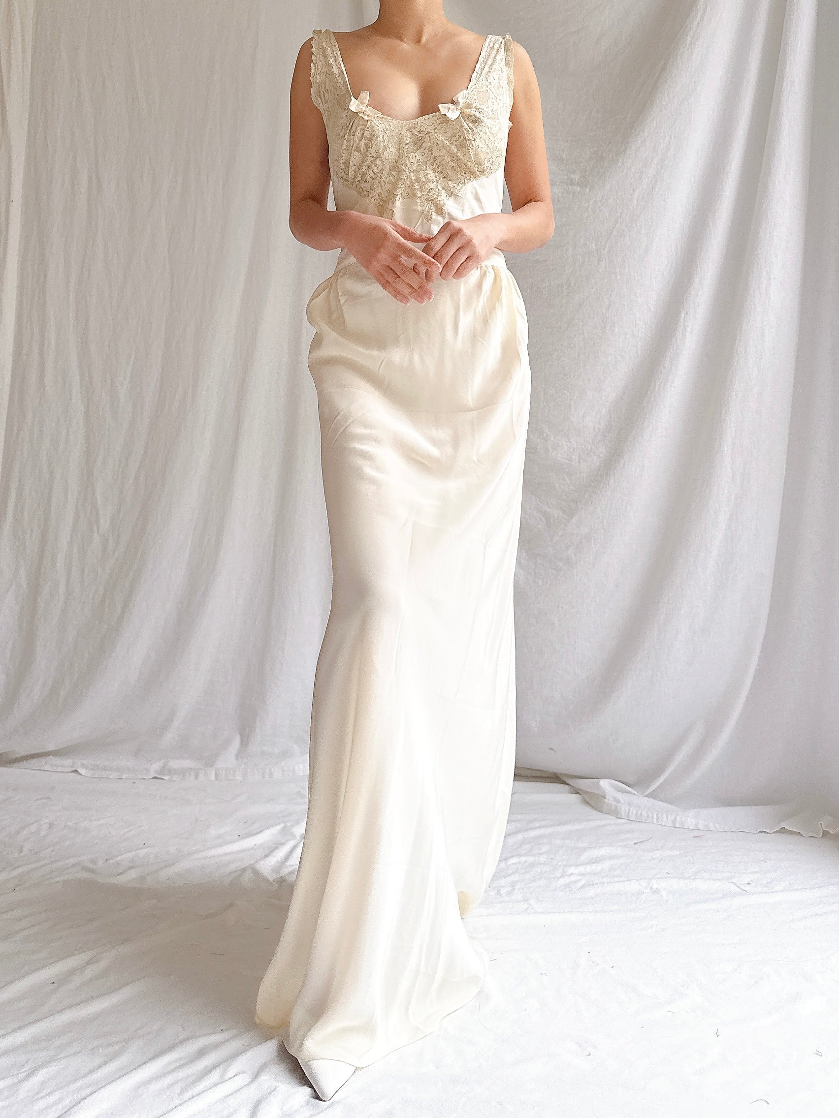 1930s Crepe Slip Dress - M