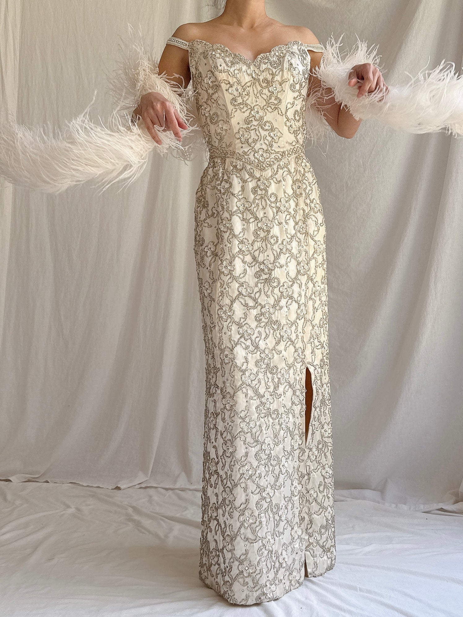 1960s Hand Beaded Gown - XS