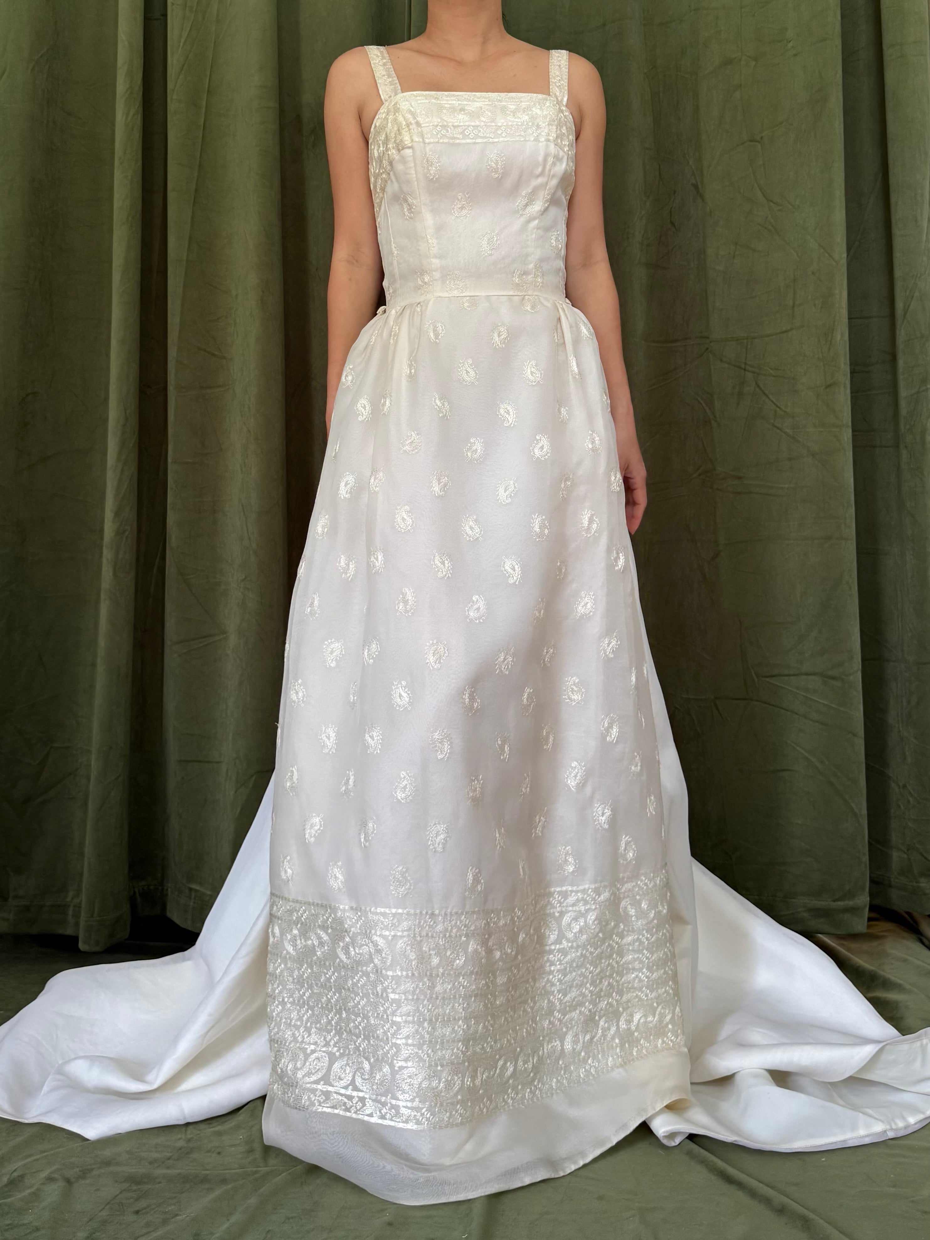 1950s Silk Organza Embroidered 2-Piece Set - XS