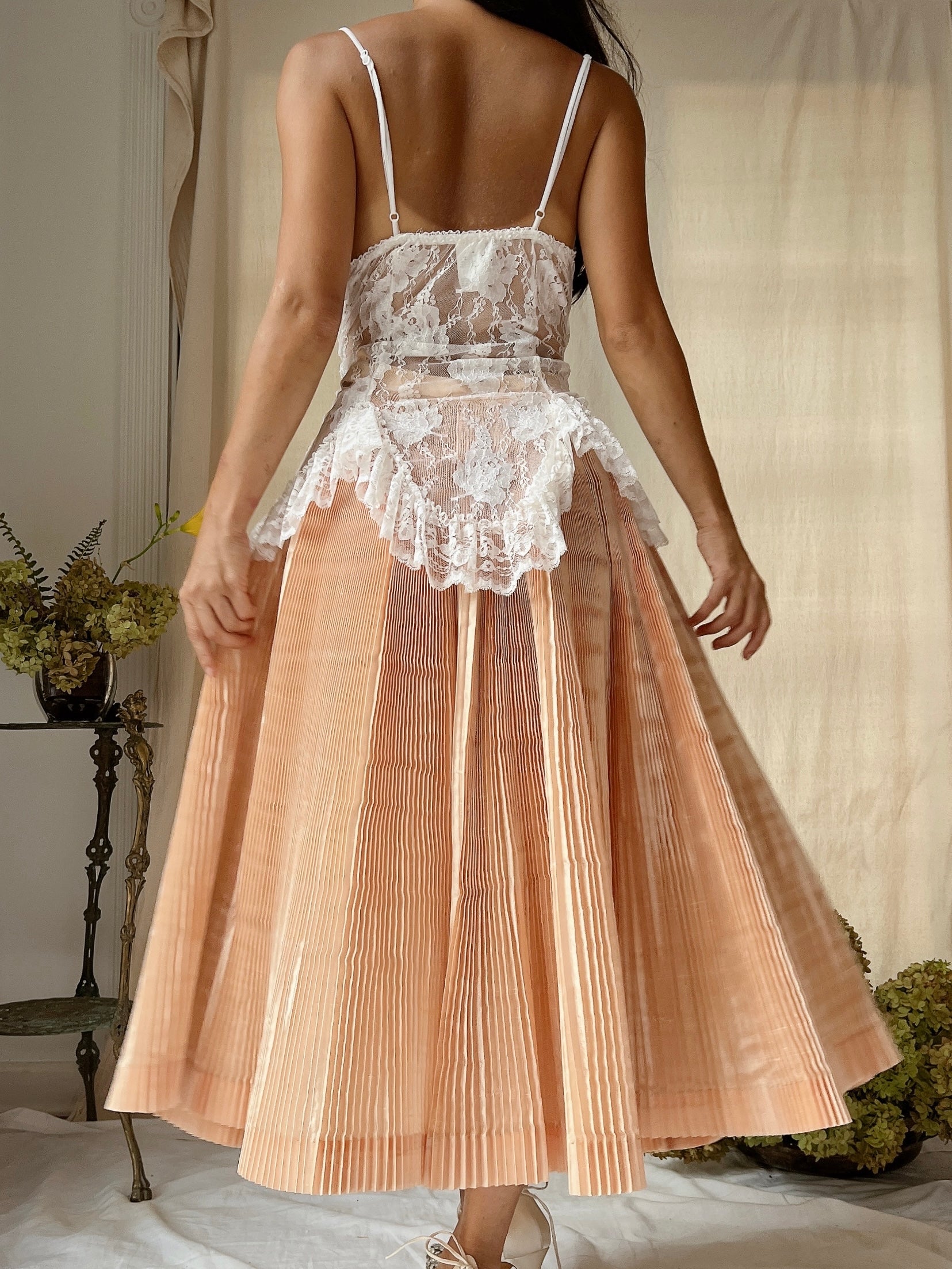 1950s Silk Pleated Skirt - XS