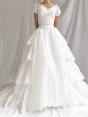 1950s Organdy Embroidered Gown - S/4/6