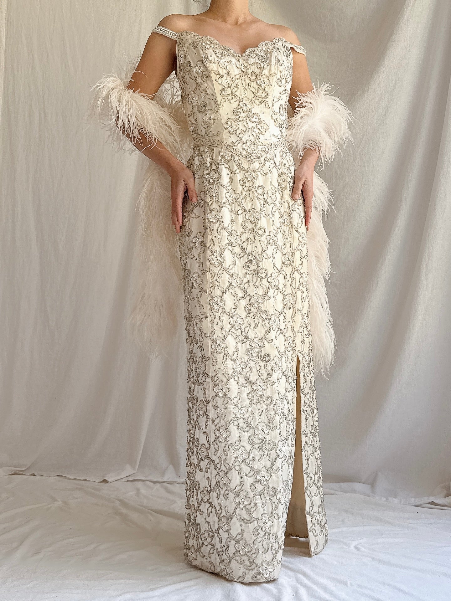 1960s Hand Beaded Gown - XS
