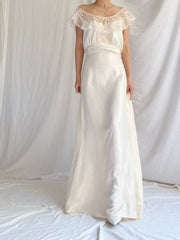 1930s Satin Wide Neck Slip Dress - M