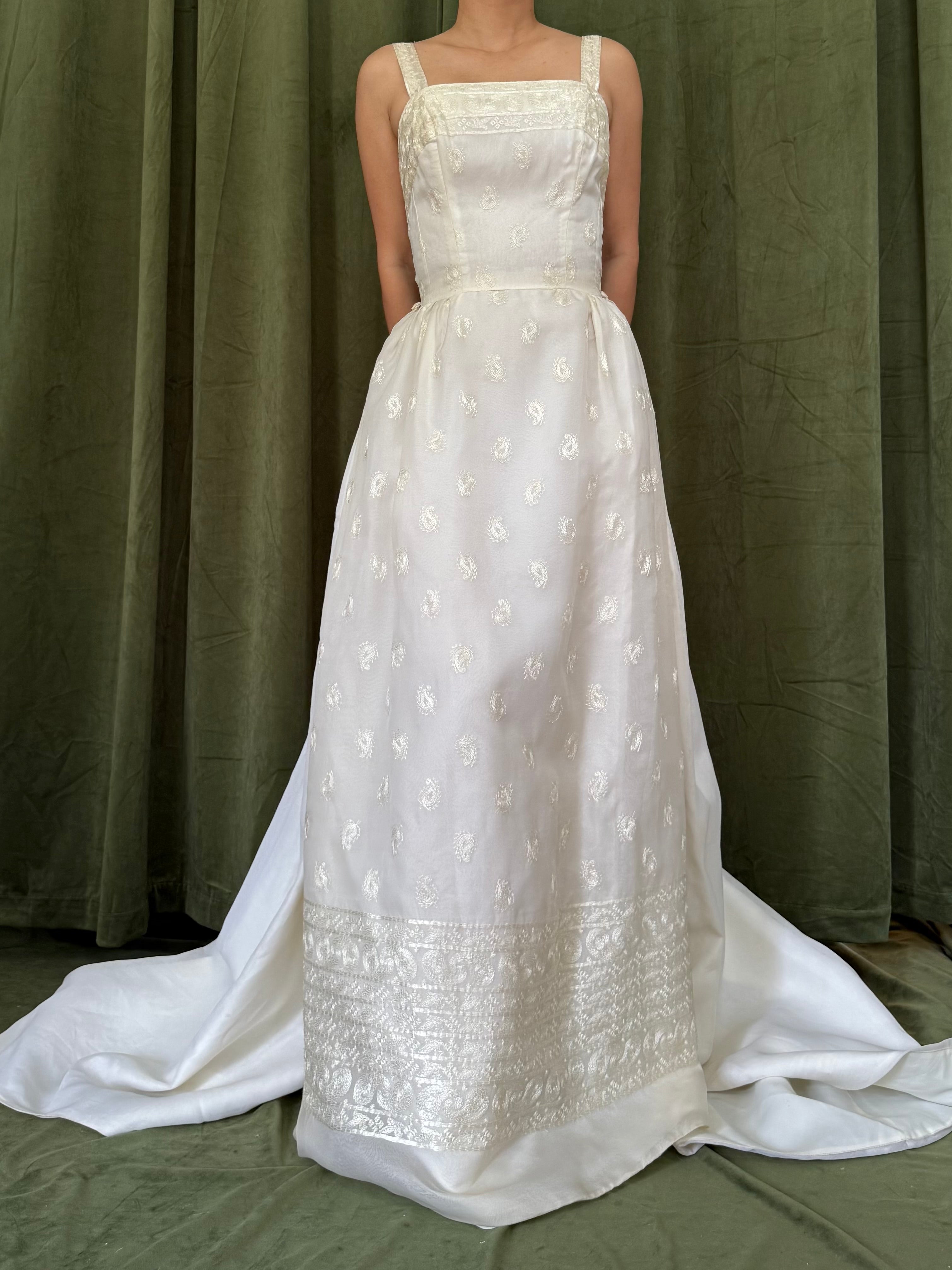 1950s Silk Organza Embroidered 2-Piece Set - XS
