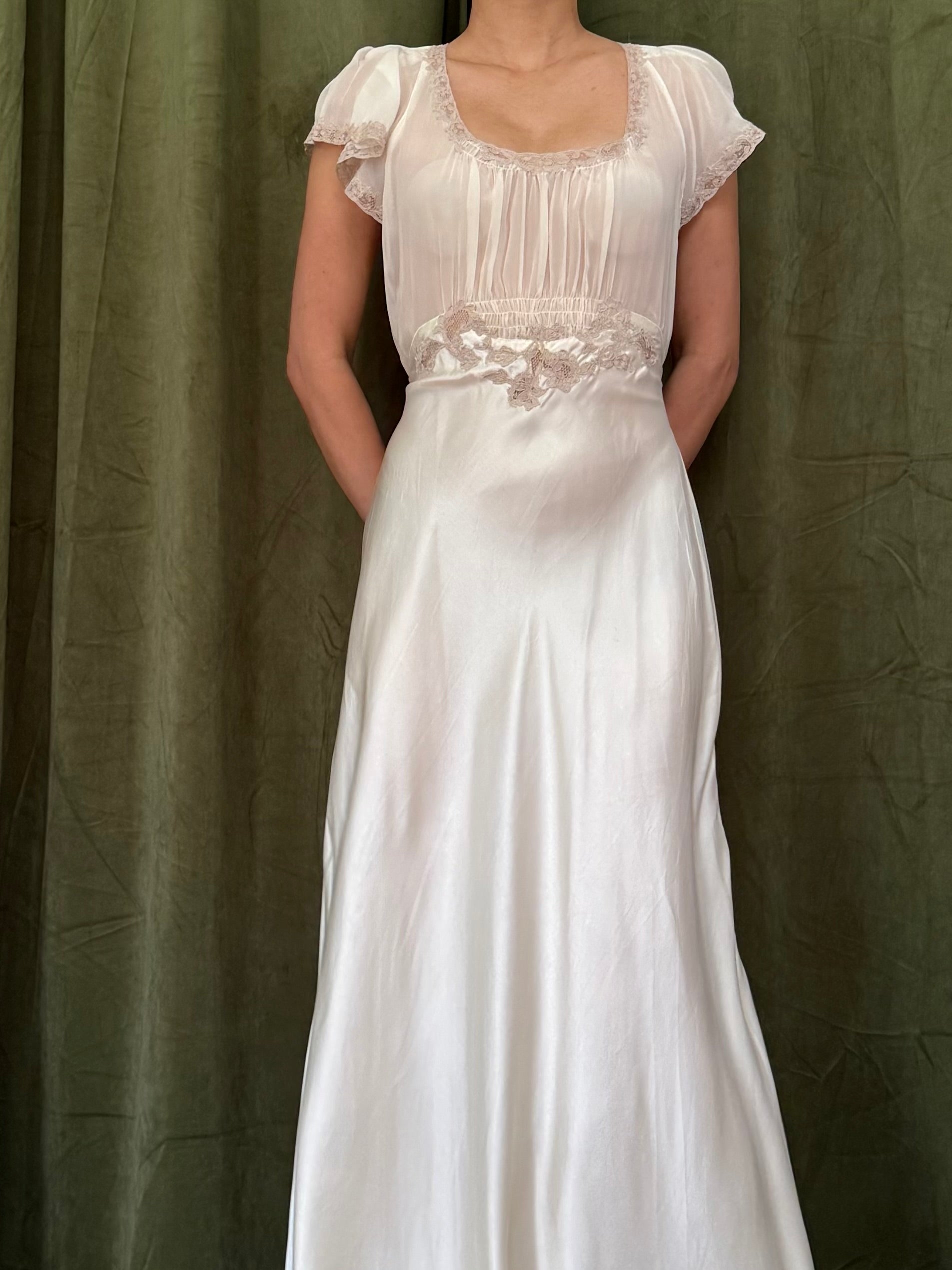 1930s Silk Chiffon/Charmeuse Gown - S