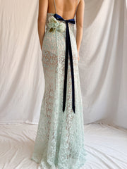 1930s Sheer Lace Tulle Dress - S