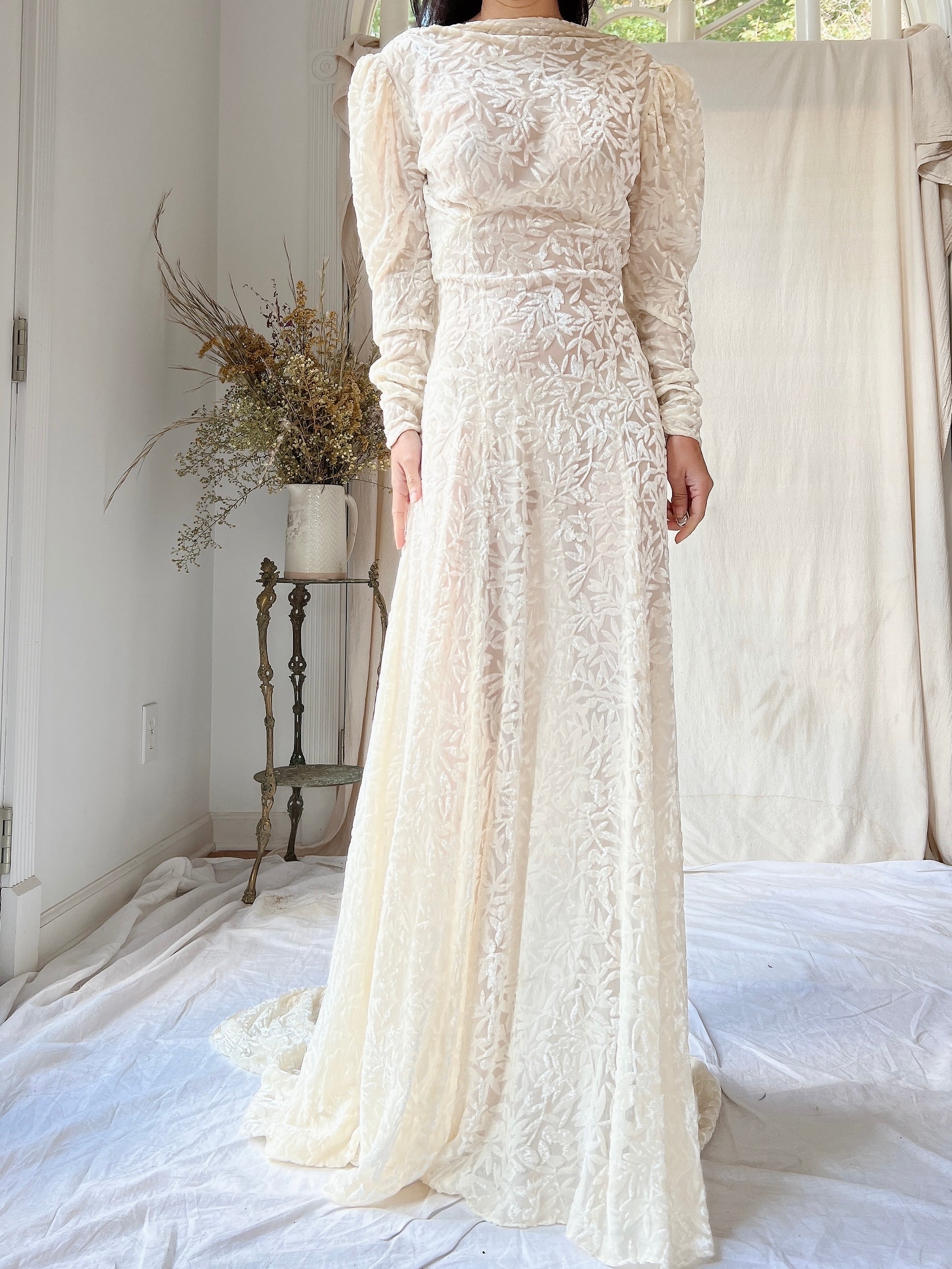 1930s Silk Velvet Devore Gown - XS