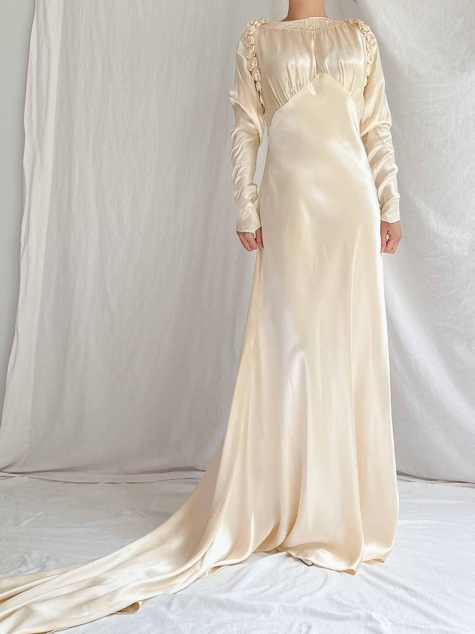 1930s Candlelight Satin Gown - S