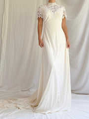 1960s High Neck Jersey Gown - S