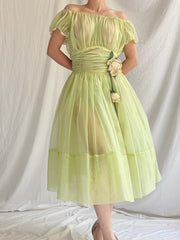 1950s Sheer Voile Dress - S