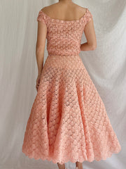 1950s Silk Ribbon Woven Dress - S