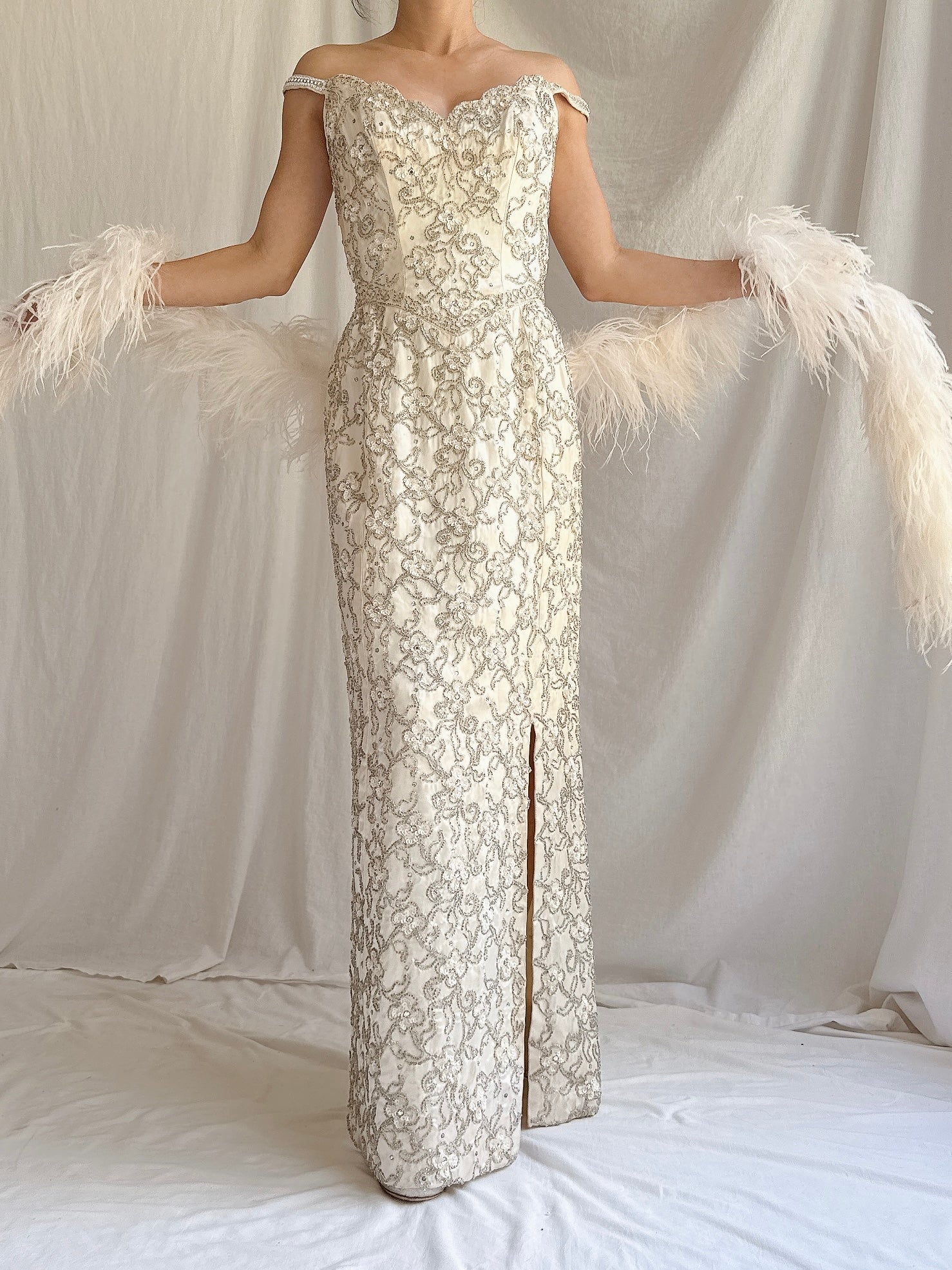 1960s Hand Beaded Gown - XS