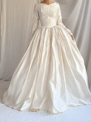 1950s Satin Long Sleeve Gown - XS