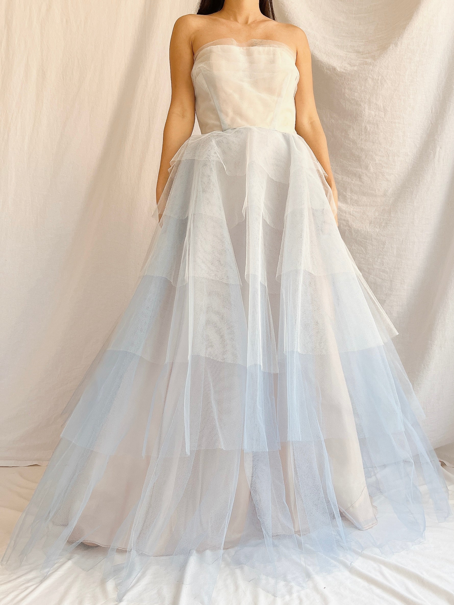 1950s Blue Layered Tulle Dress - XS