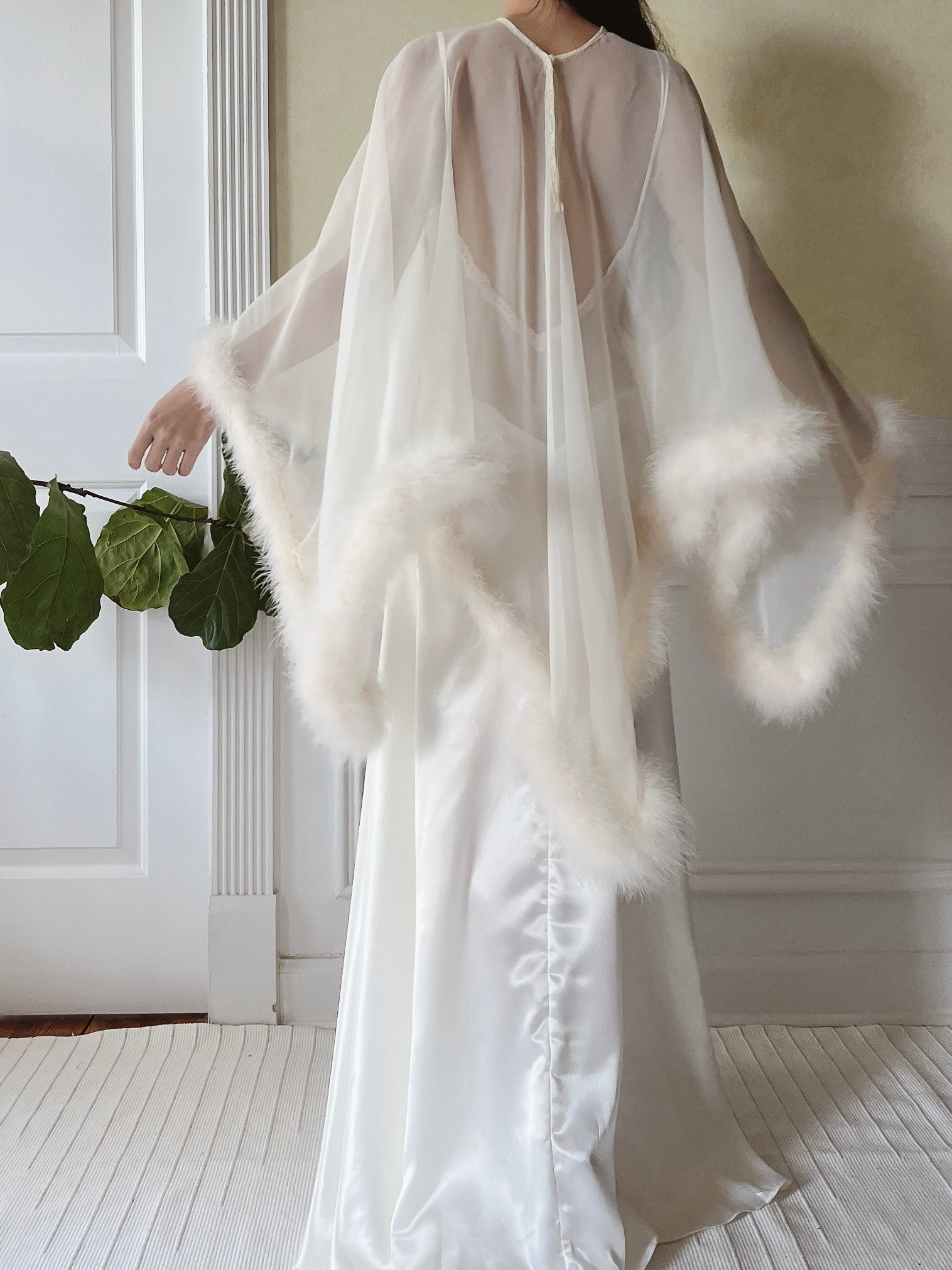 1960s Chiffon Feather Caftan - OSFA
