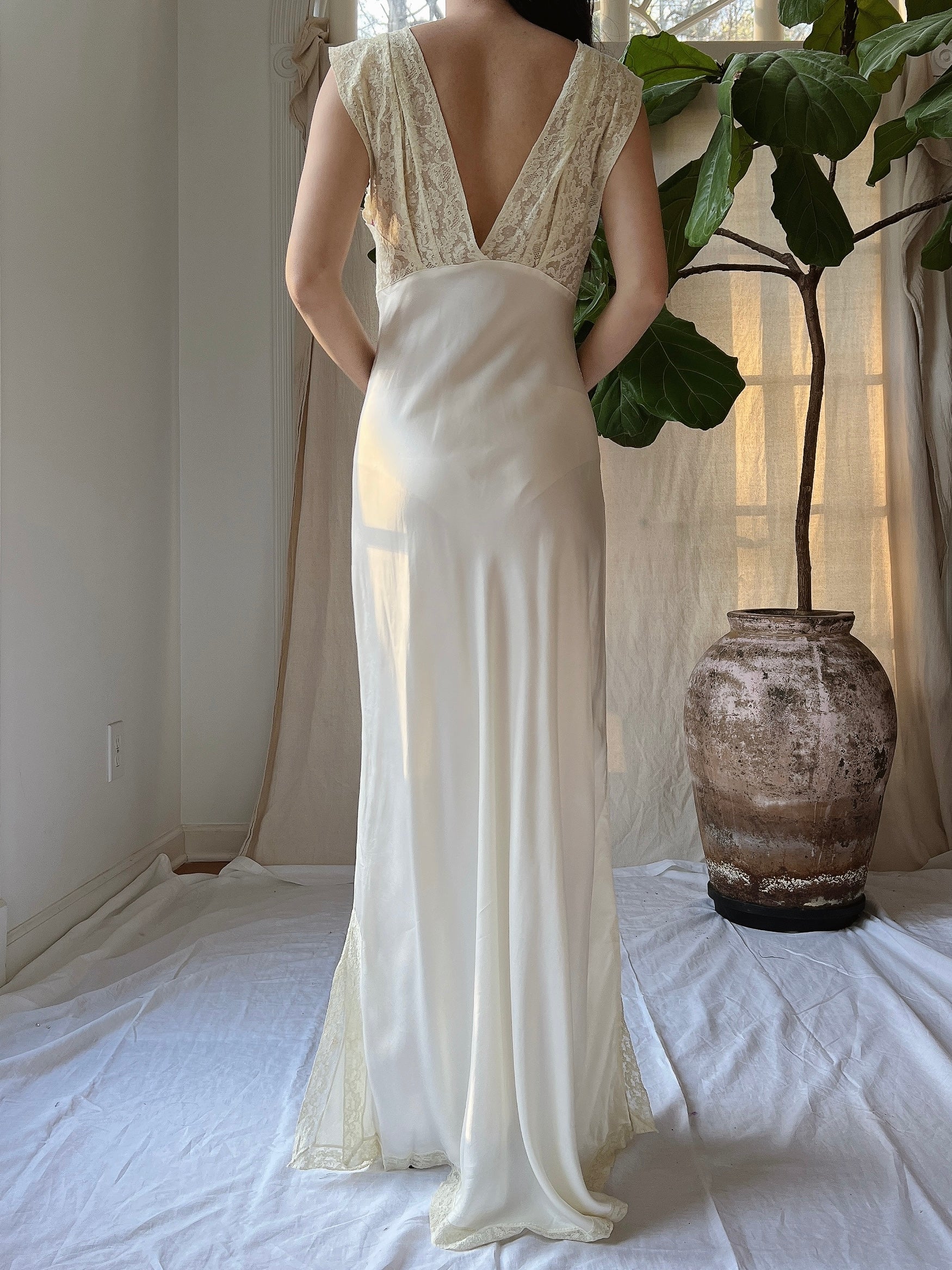 1930s Satin Slip Dress -  S