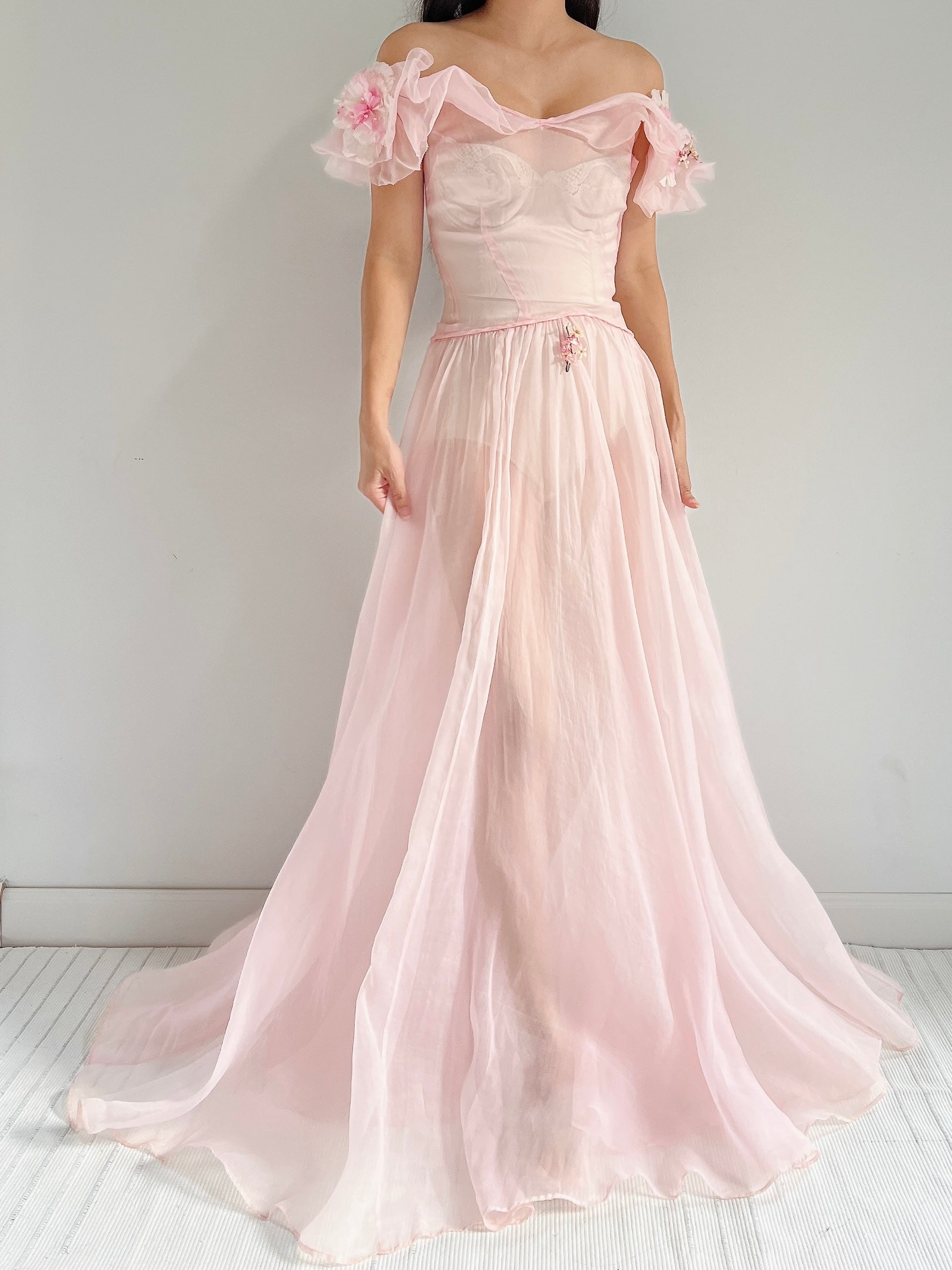 1930s Pink Organdy Dress - XXS
