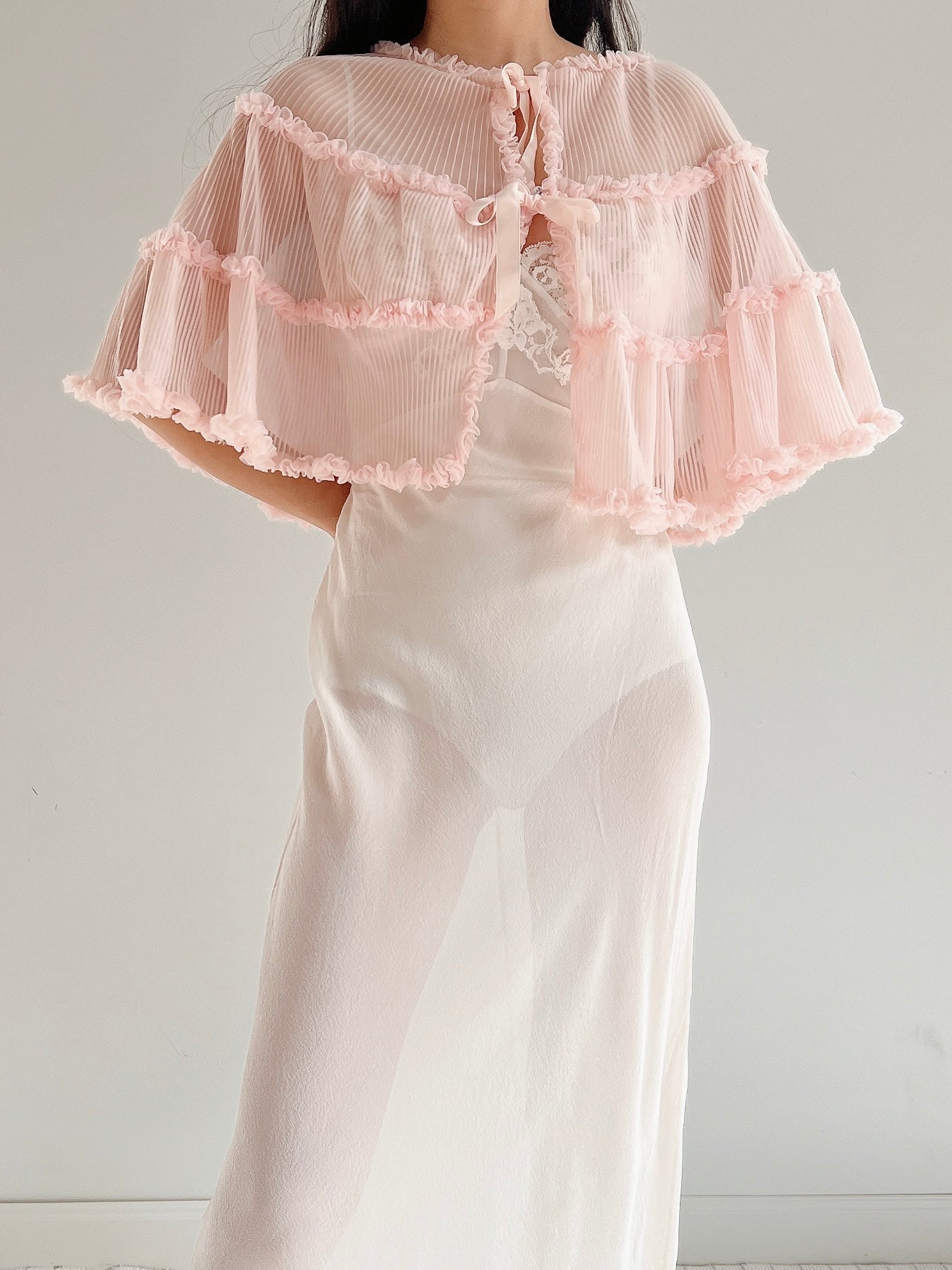 1950s Pink Nylon Capelet - One Size