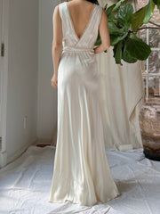 1930s Satin and Lace Slip Dress - S/M